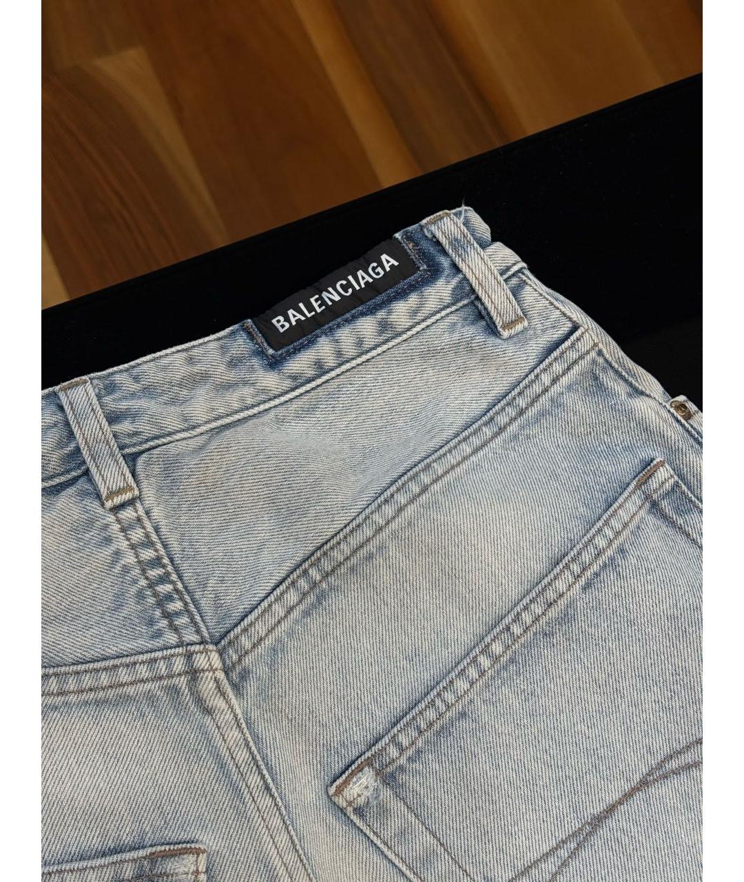 BALENCIAGA Голубые хлопковые прямые джинсы, фото 4