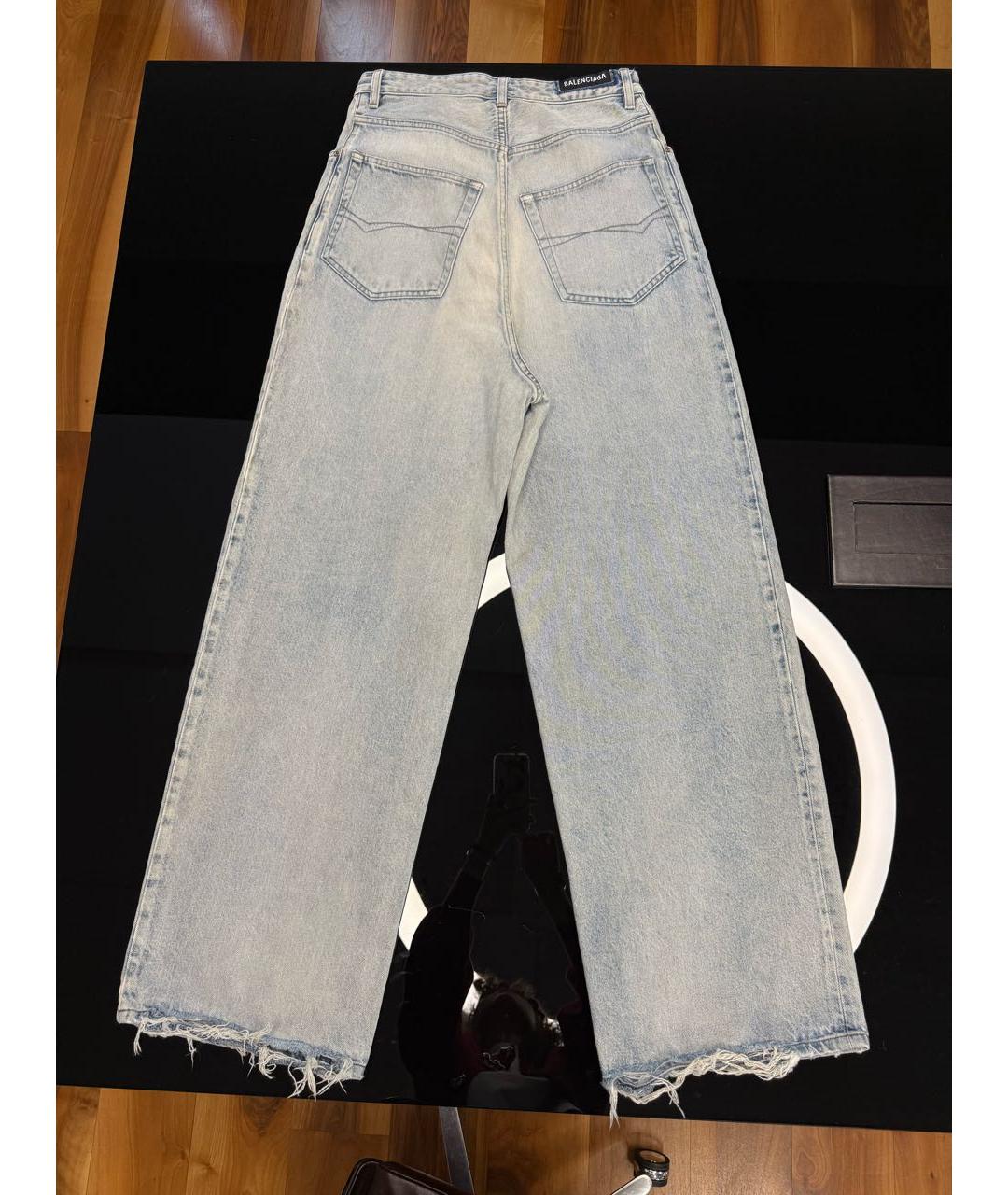 BALENCIAGA Голубые хлопковые прямые джинсы, фото 2