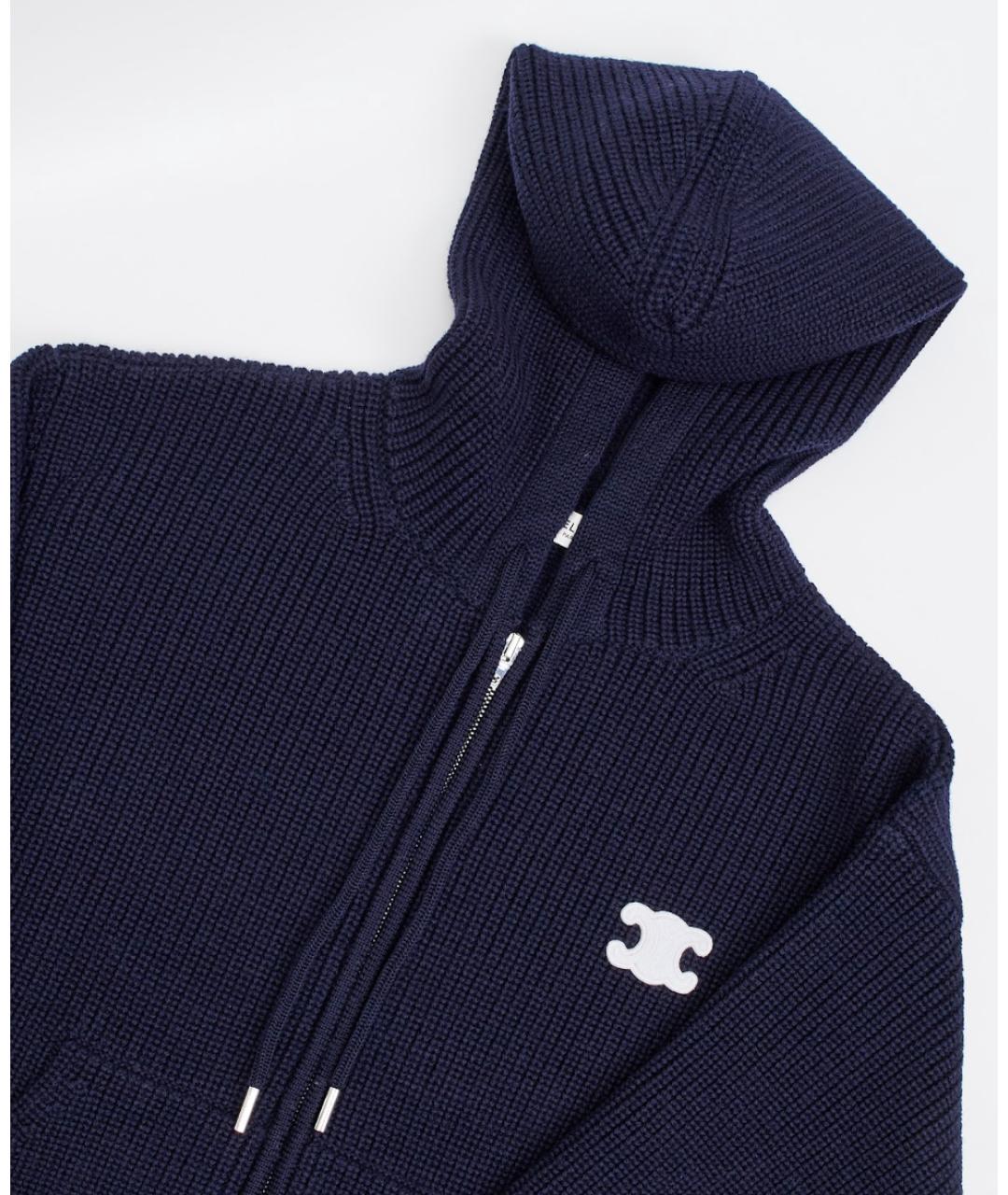 CELINE Темно-синий шерстяной джемпер / свитер, фото 3