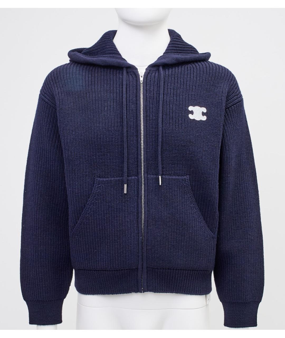 CELINE Темно-синий шерстяной джемпер / свитер, фото 6