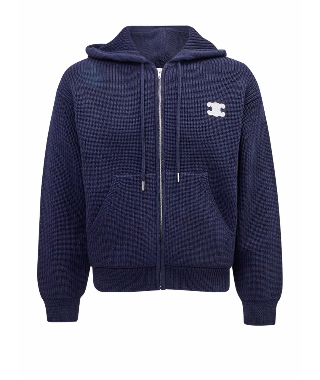 CELINE Темно-синий шерстяной джемпер / свитер, фото 1