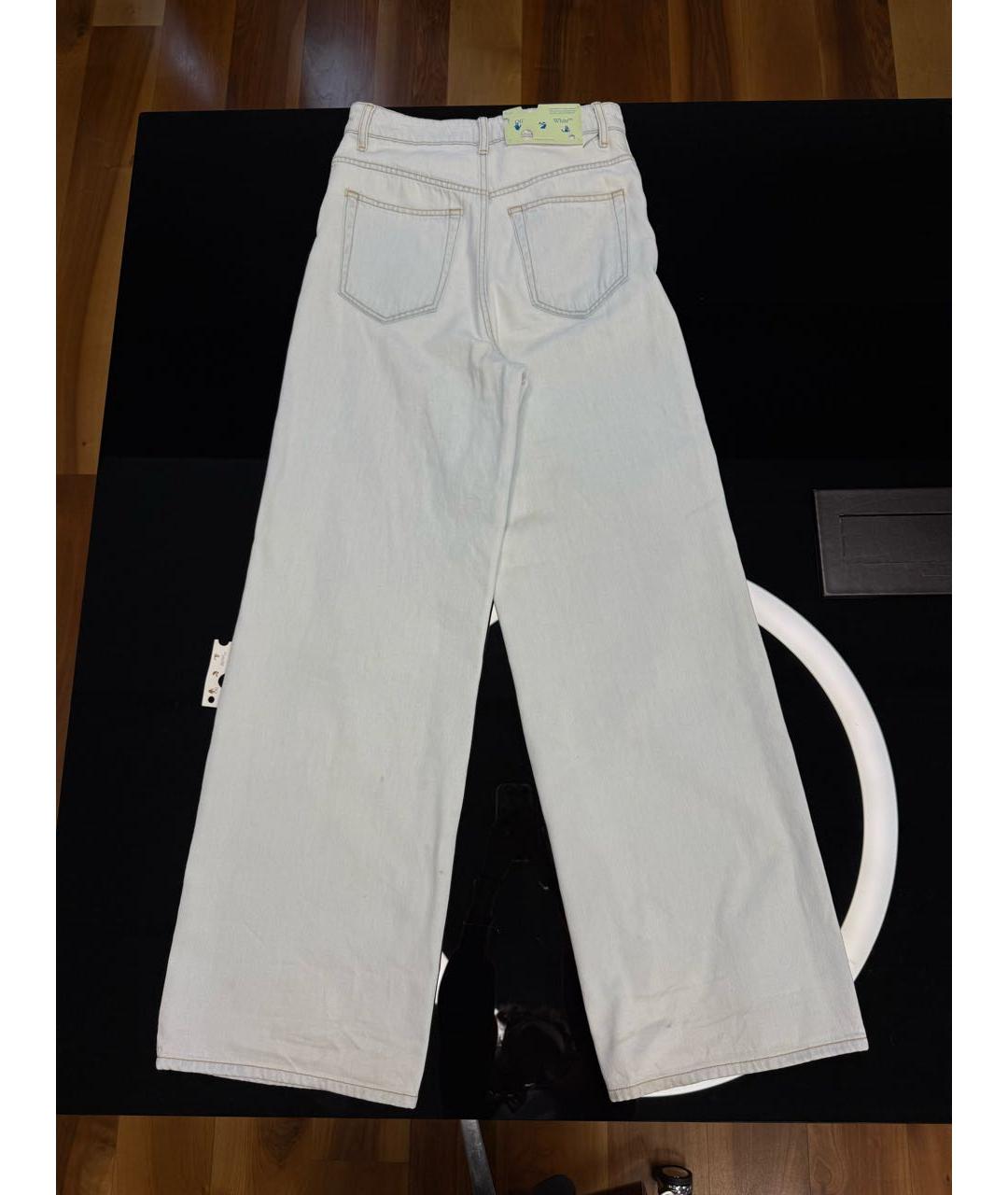 OFF-WHITE Голубые хлопковые прямые джинсы, фото 2