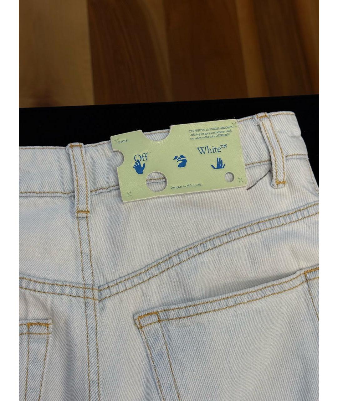 OFF-WHITE Голубые хлопковые прямые джинсы, фото 4