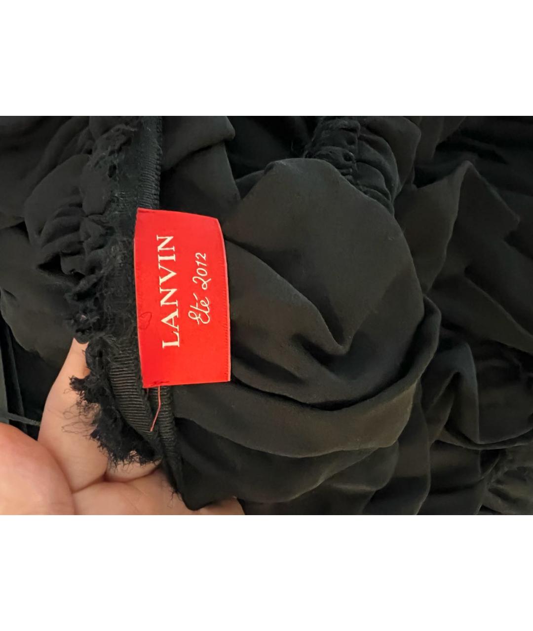 LANVIN Черная шелковая юбка макси, фото 3