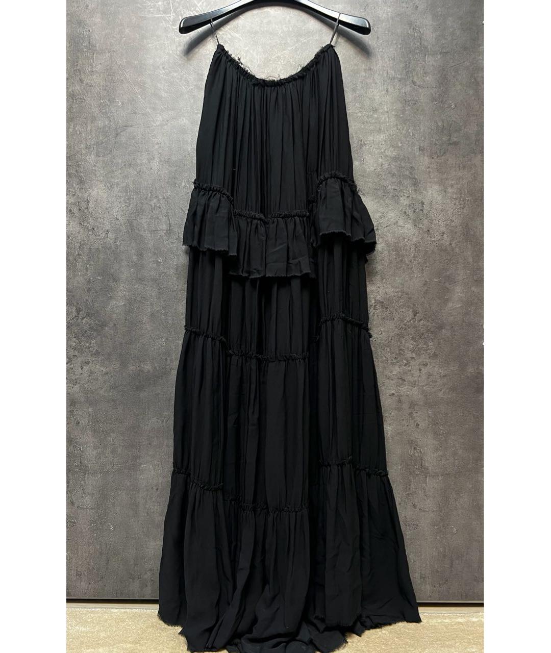 LANVIN Черная шелковая юбка макси, фото 2