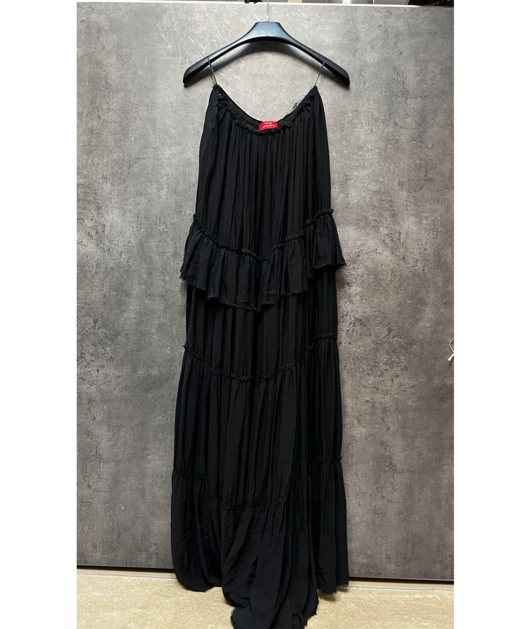 LANVIN Черная шелковая юбка макси, фото 5