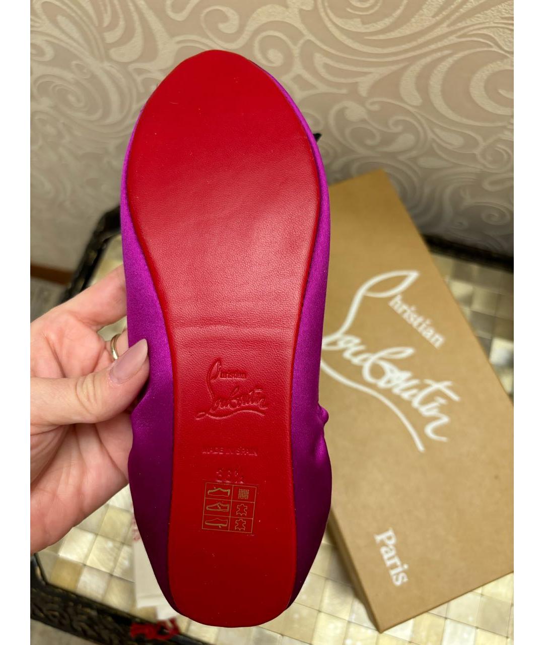 CHRISTIAN LOUBOUTIN Фуксия балетки, фото 5
