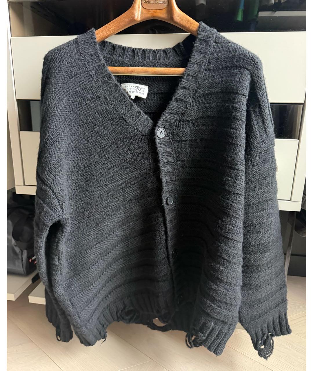 MM6 MAISON MARGIELA Черный шерстяной кардиган, фото 5