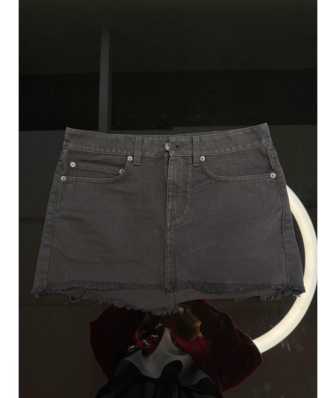 BALENCIAGA Черная деним юбка мини, фото 5