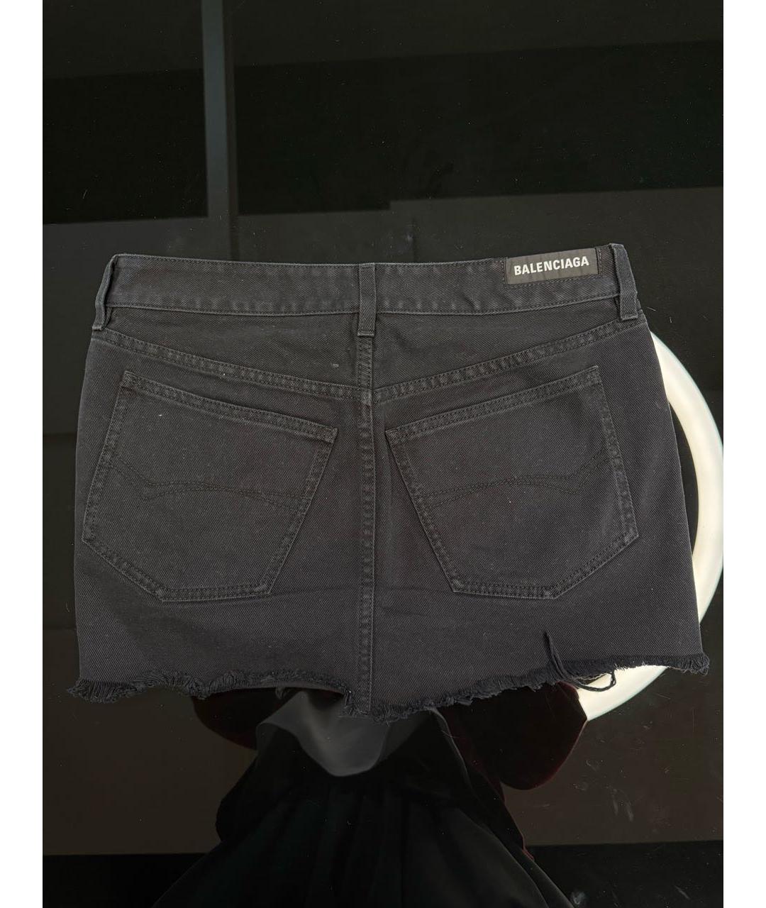 BALENCIAGA Черная деним юбка мини, фото 2