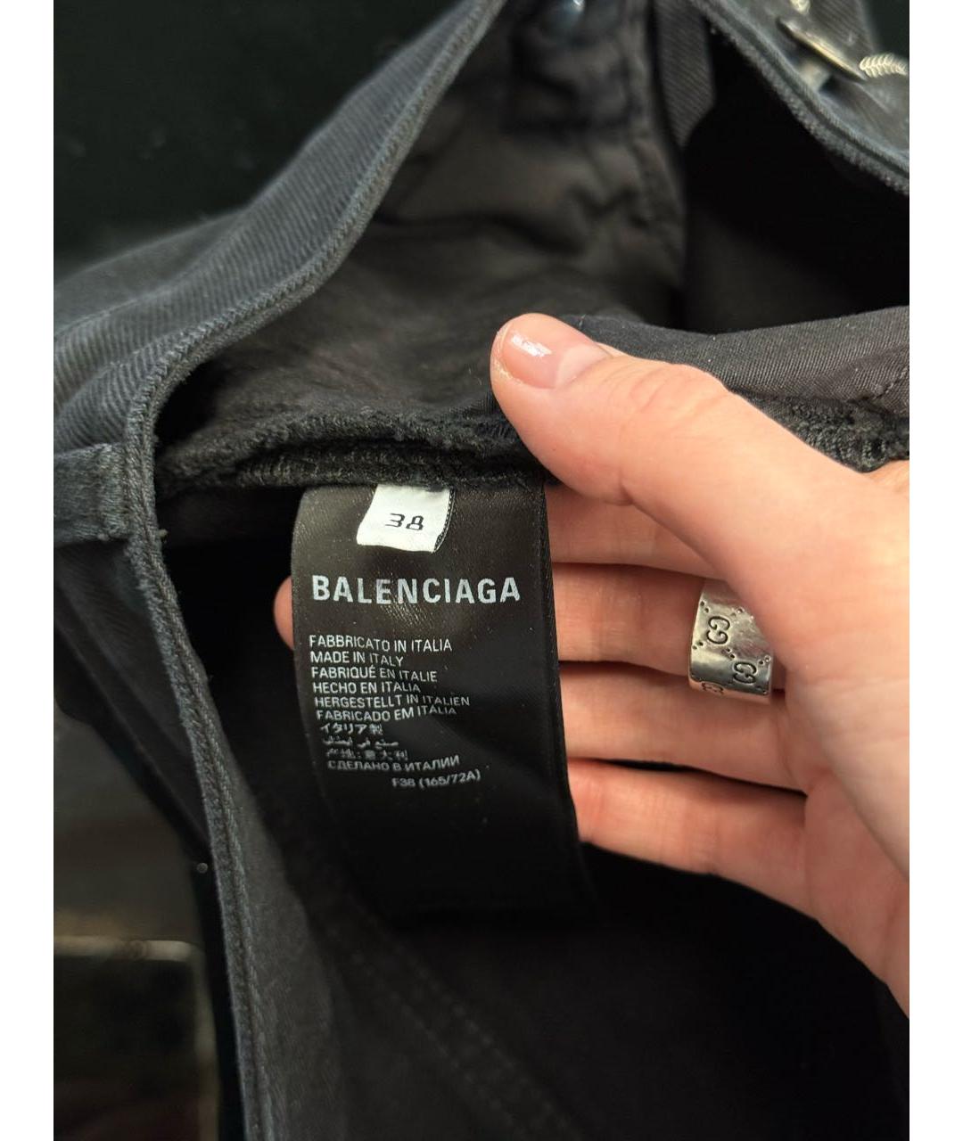 BALENCIAGA Черная деним юбка мини, фото 4