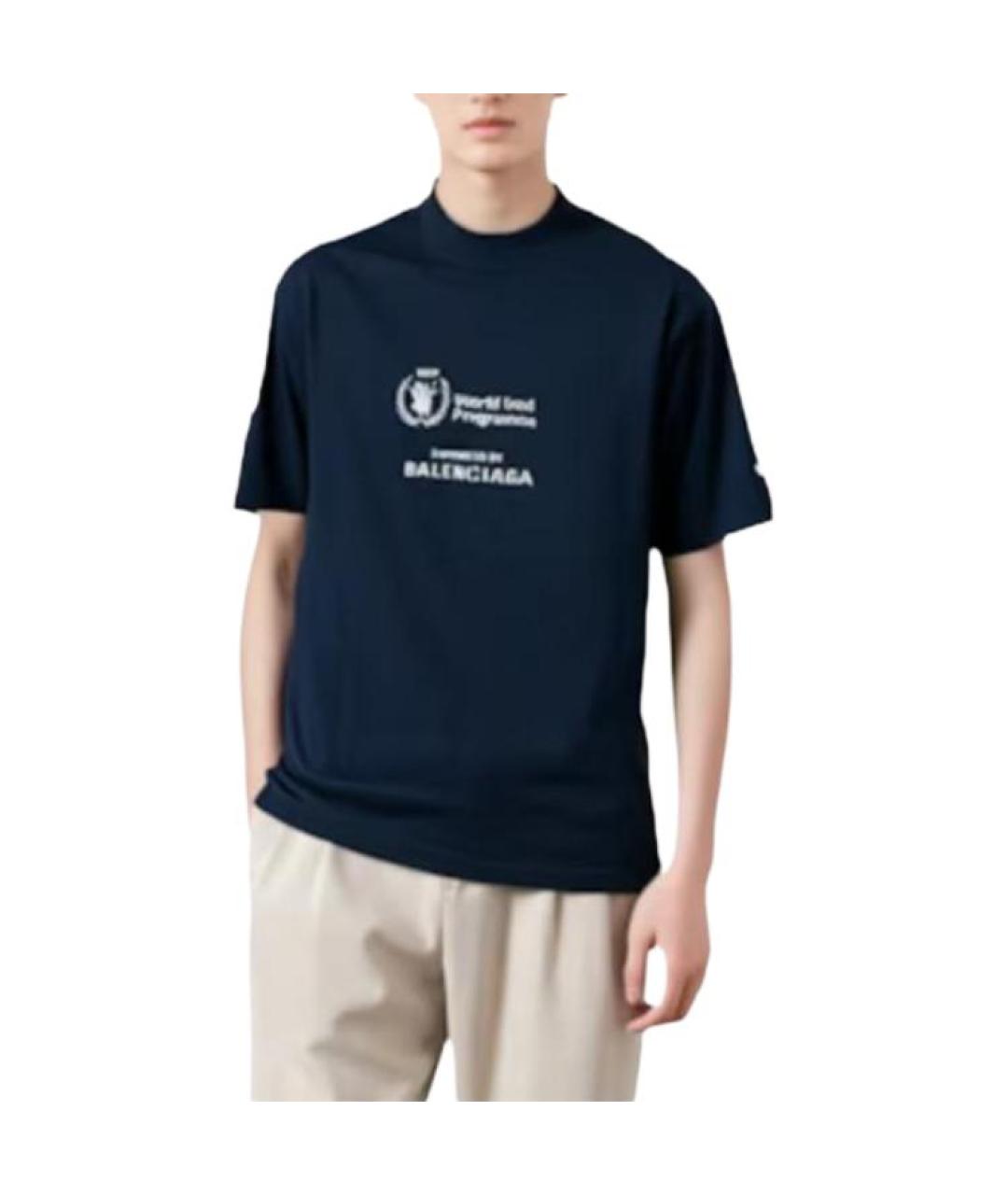 BALENCIAGA Темно-синяя футболка, фото 4