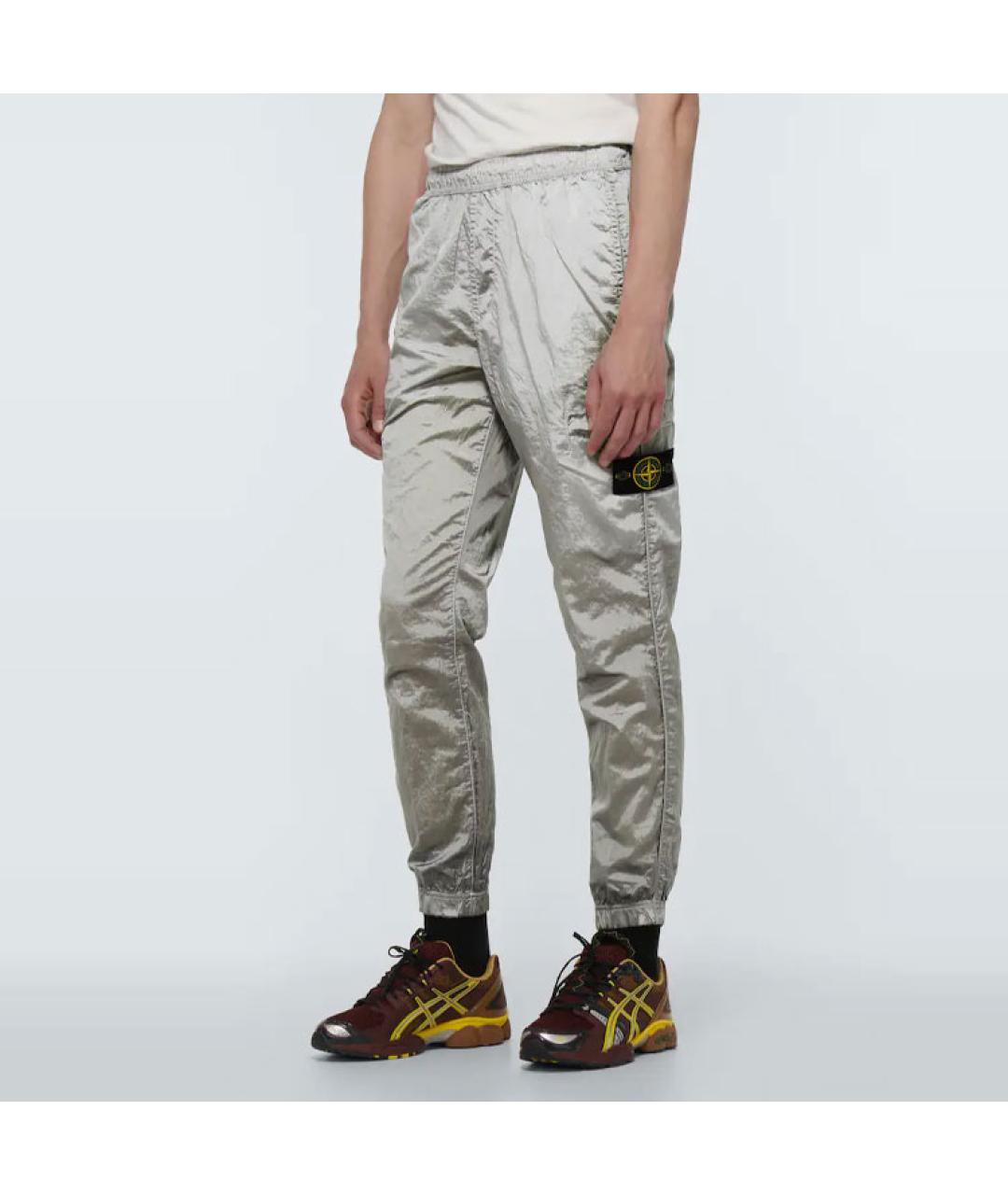 STONE ISLAND Серебряные повседневные брюки, фото 4