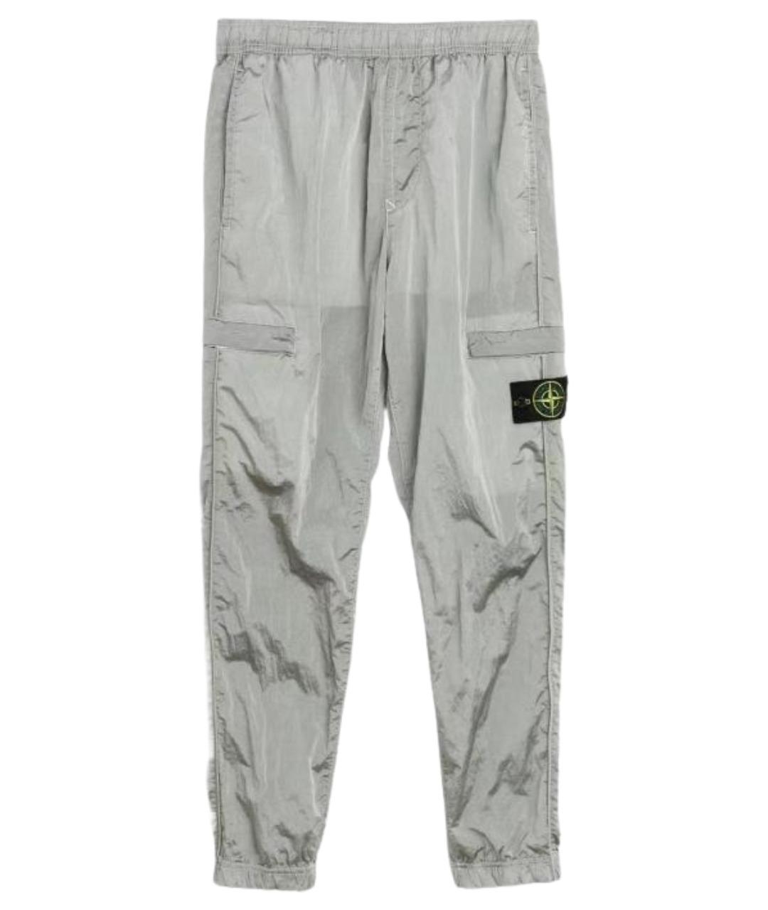 STONE ISLAND Серебряные повседневные брюки, фото 1