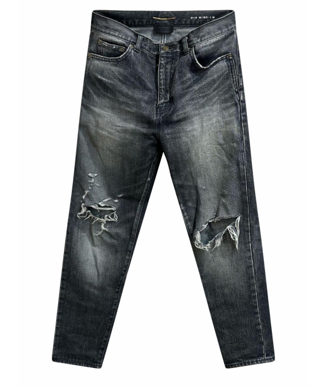 SAINT LAURENT Серые хлопковые прямые джинсы, фото 1