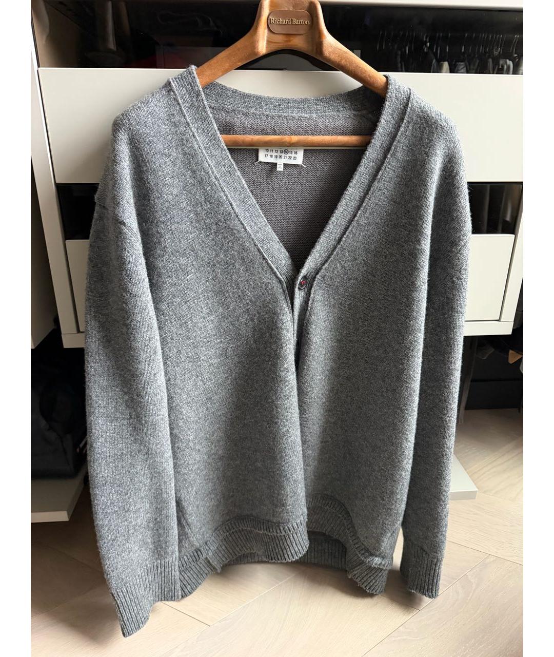 MM6 MAISON MARGIELA Серый шерстяной кардиган, фото 4