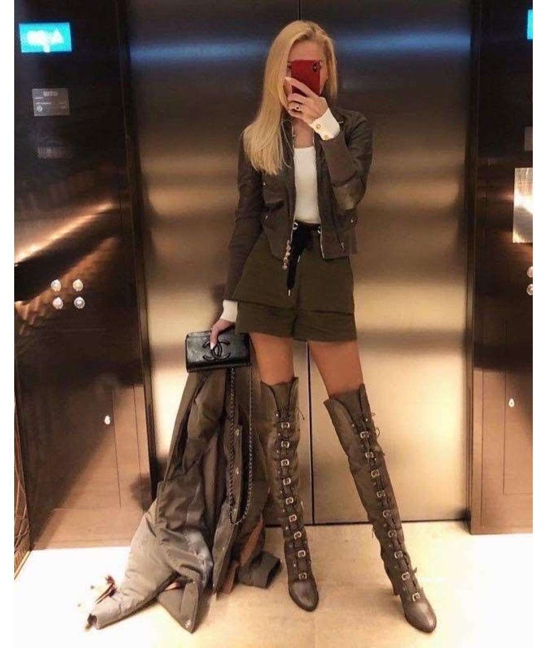 JIMMY CHOO Антрацитовые кожаные ботфорты, фото 3