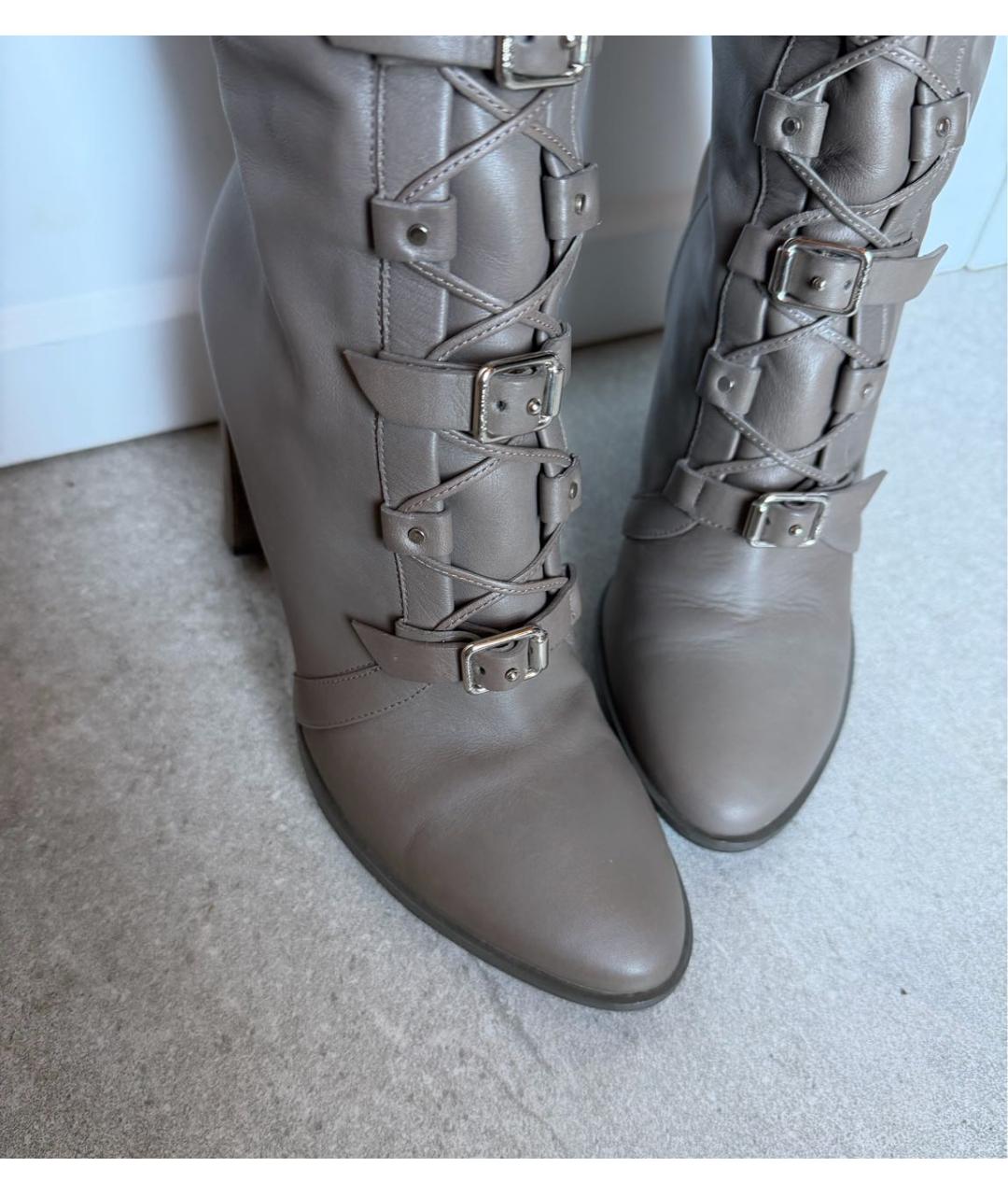 JIMMY CHOO Антрацитовые кожаные ботфорты, фото 4