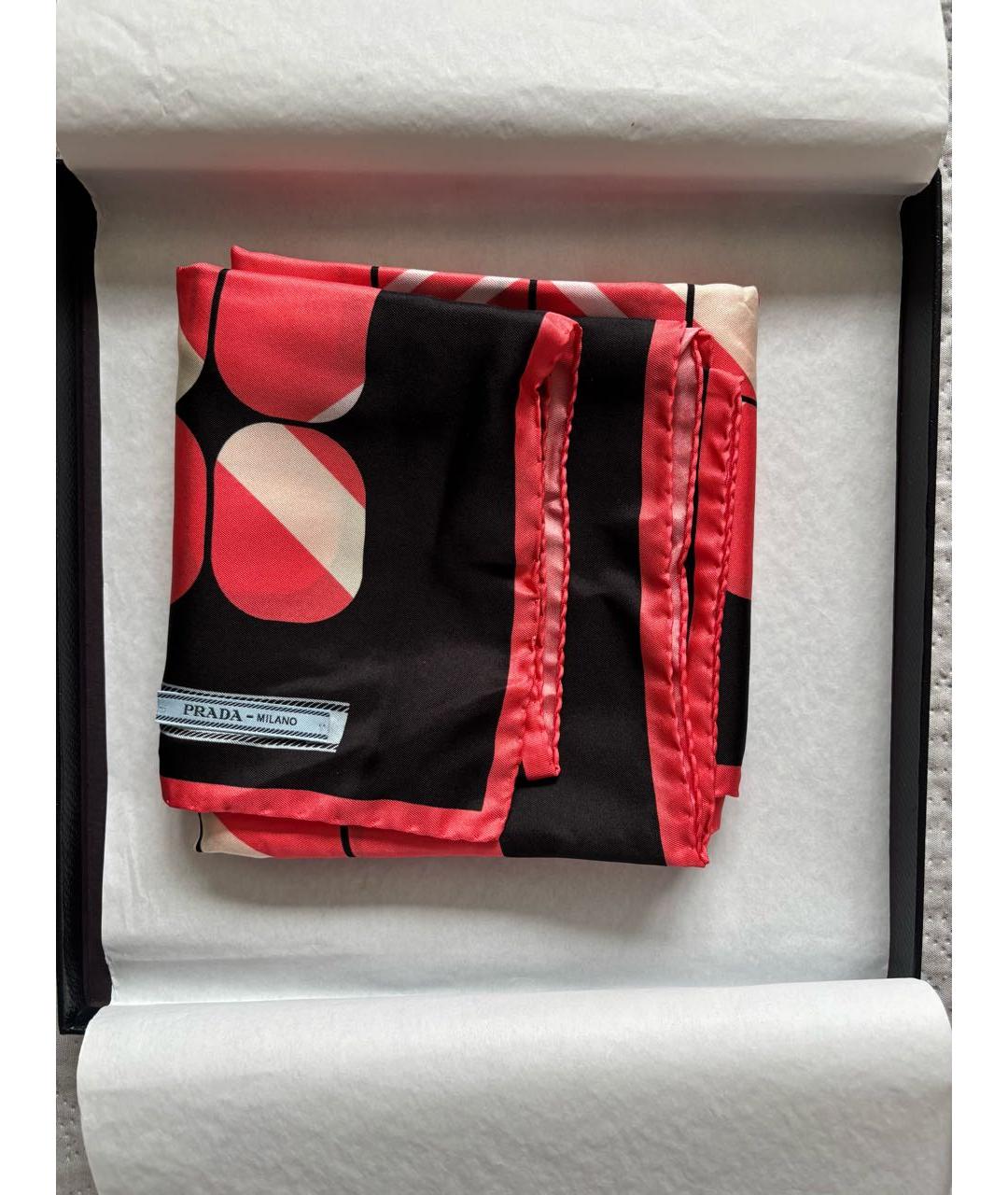 PRADA Коралловый шелковый платок, фото 3