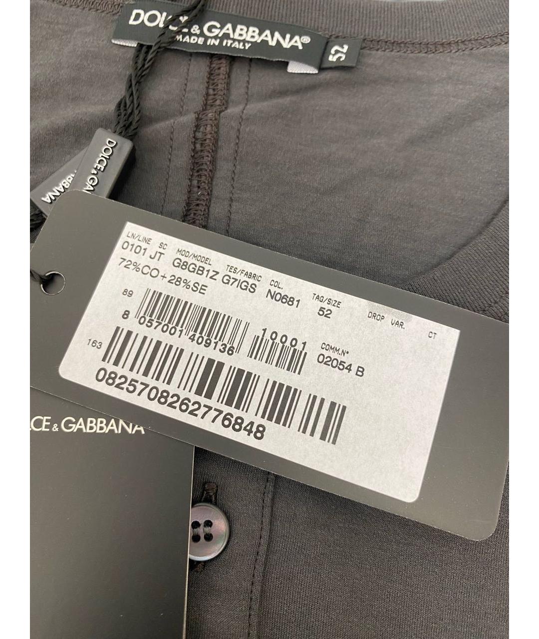 DOLCE&GABBANA Серое хлопковое поло с длинным рукавом, фото 6