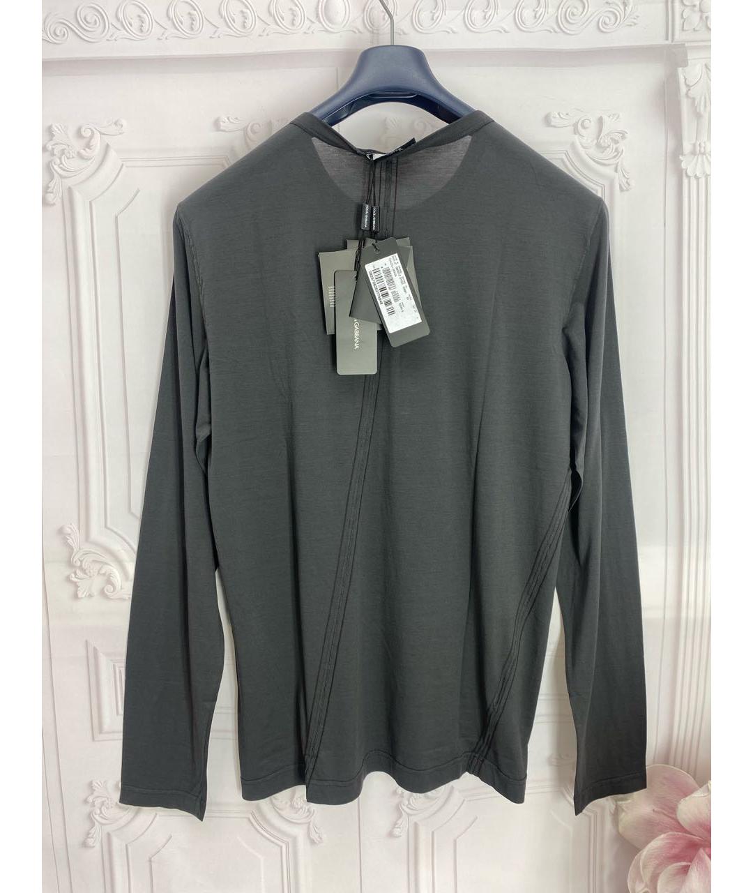 DOLCE&GABBANA Серое хлопковое поло с длинным рукавом, фото 2