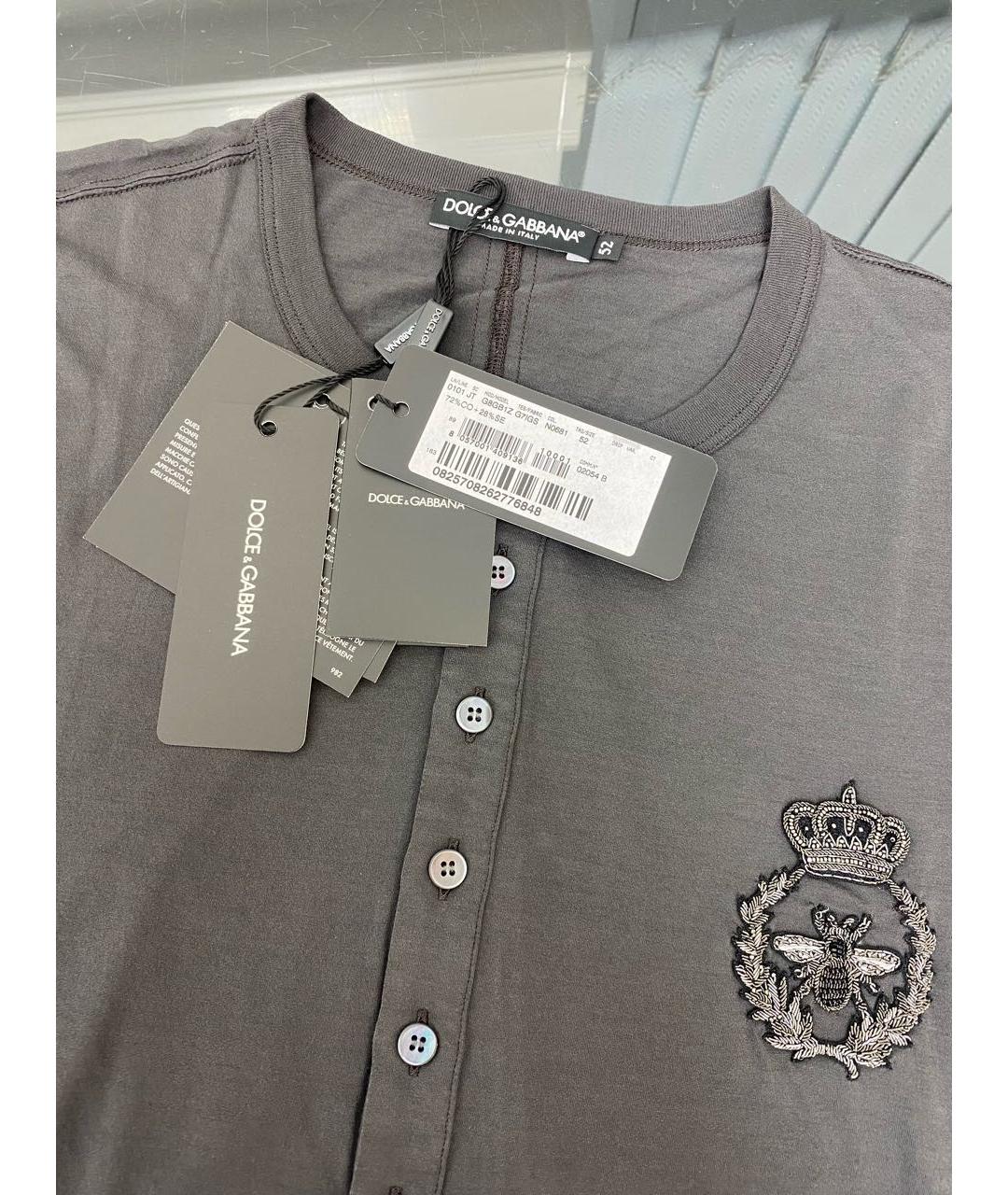 DOLCE&GABBANA Серое хлопковое поло с длинным рукавом, фото 3