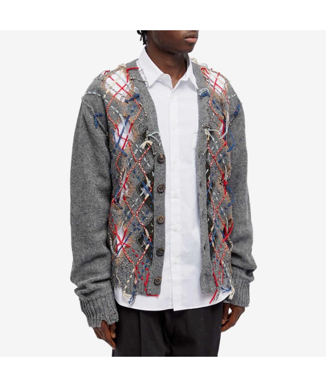 MM6 MAISON MARGIELA Серый шерстяной кардиган, фото 2