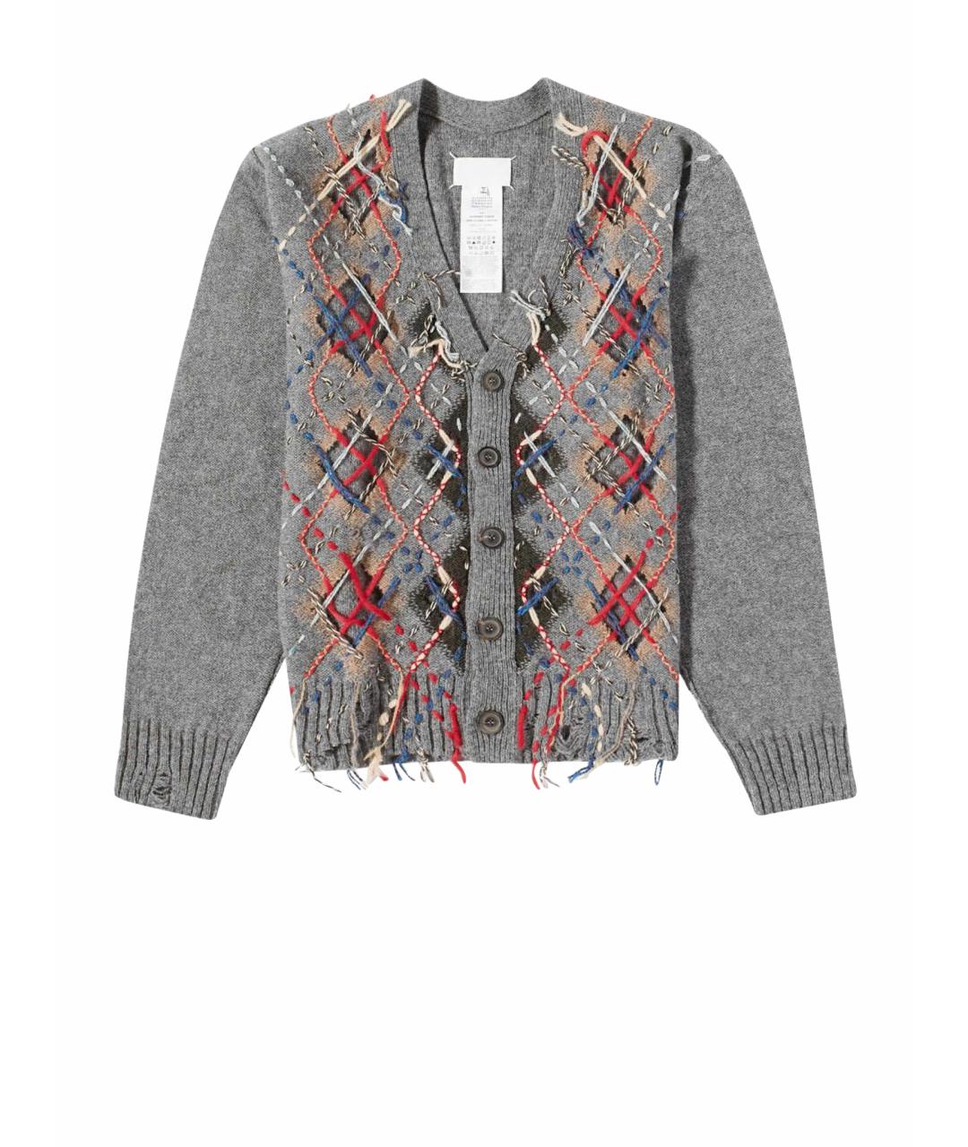 MM6 MAISON MARGIELA Серый шерстяной кардиган, фото 1