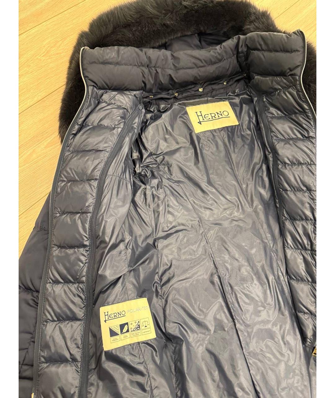 HERNO Темно-синий синтетический пуховик, фото 3