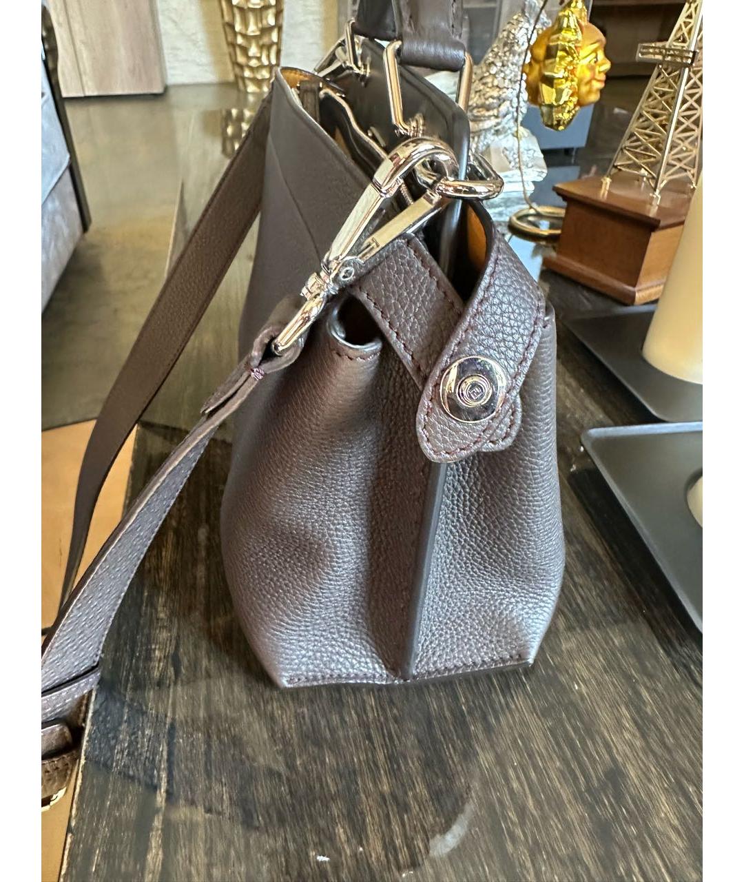 FENDI Серая кожаная сумка с короткими ручками, фото 2