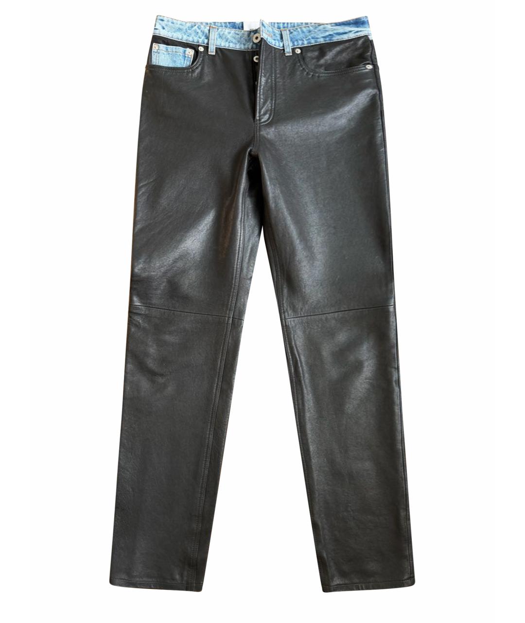 HALFBOY Черные кожаные прямые брюки, фото 1