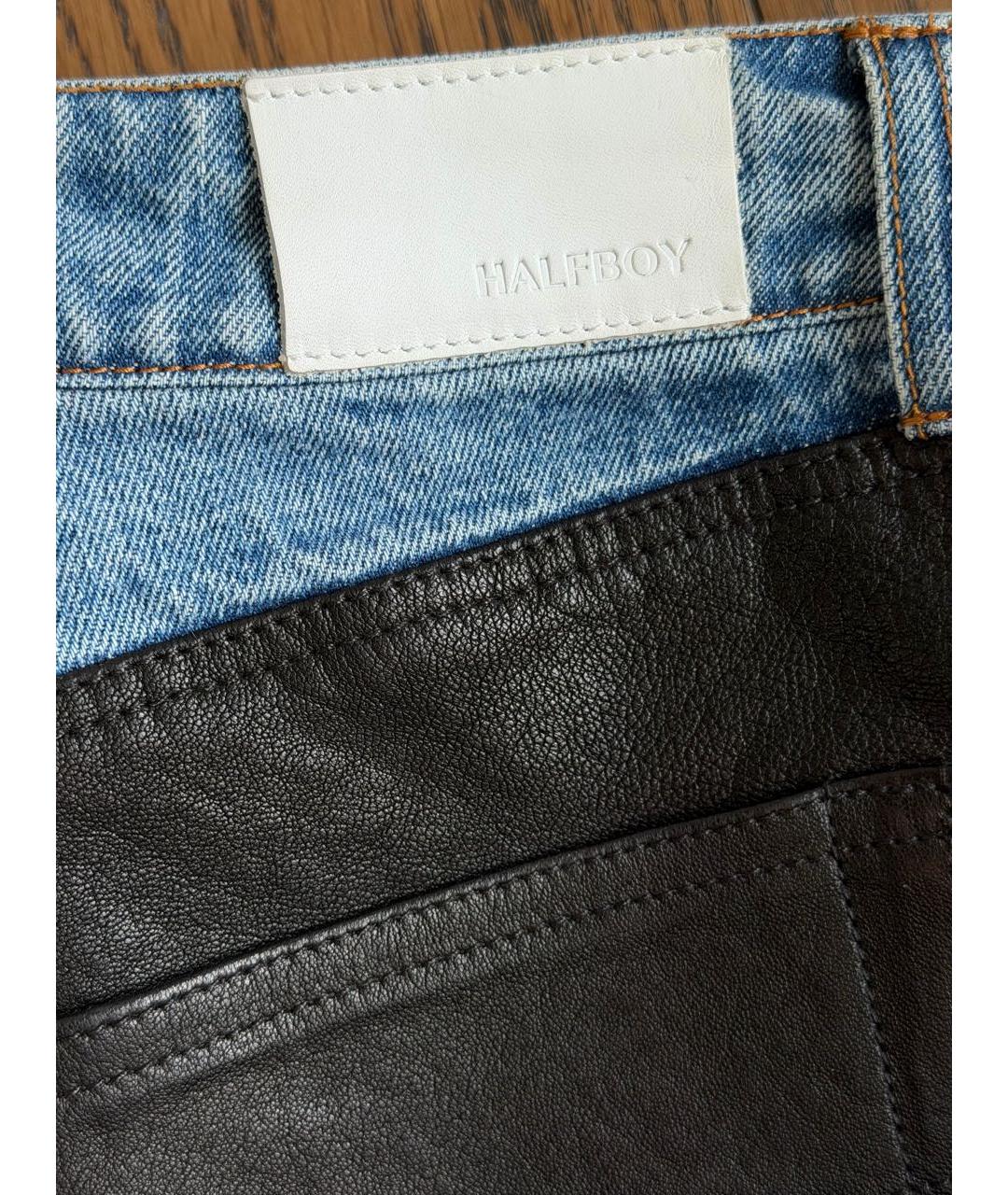 HALFBOY Черные кожаные прямые брюки, фото 7