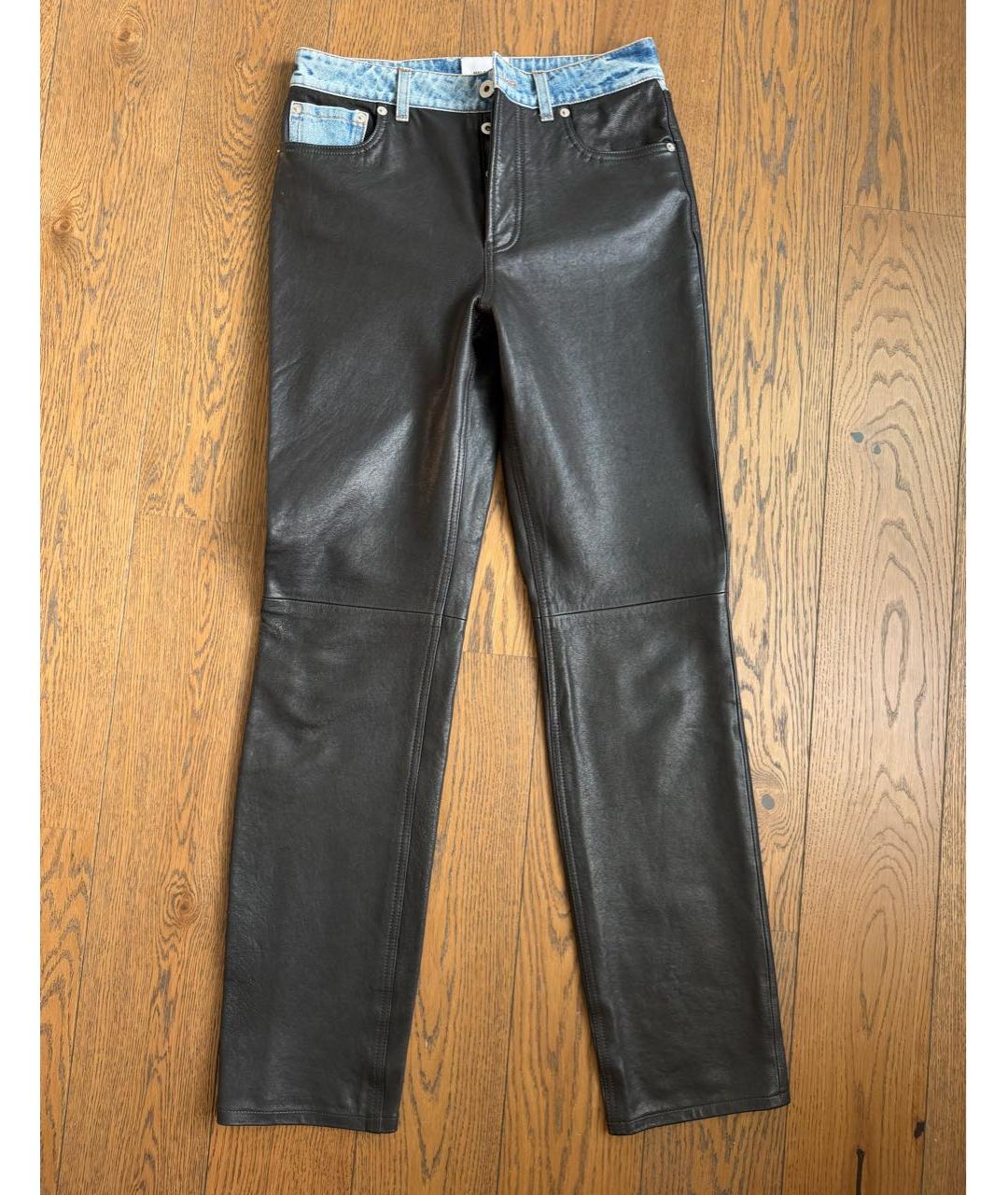 HALFBOY Черные кожаные прямые брюки, фото 9