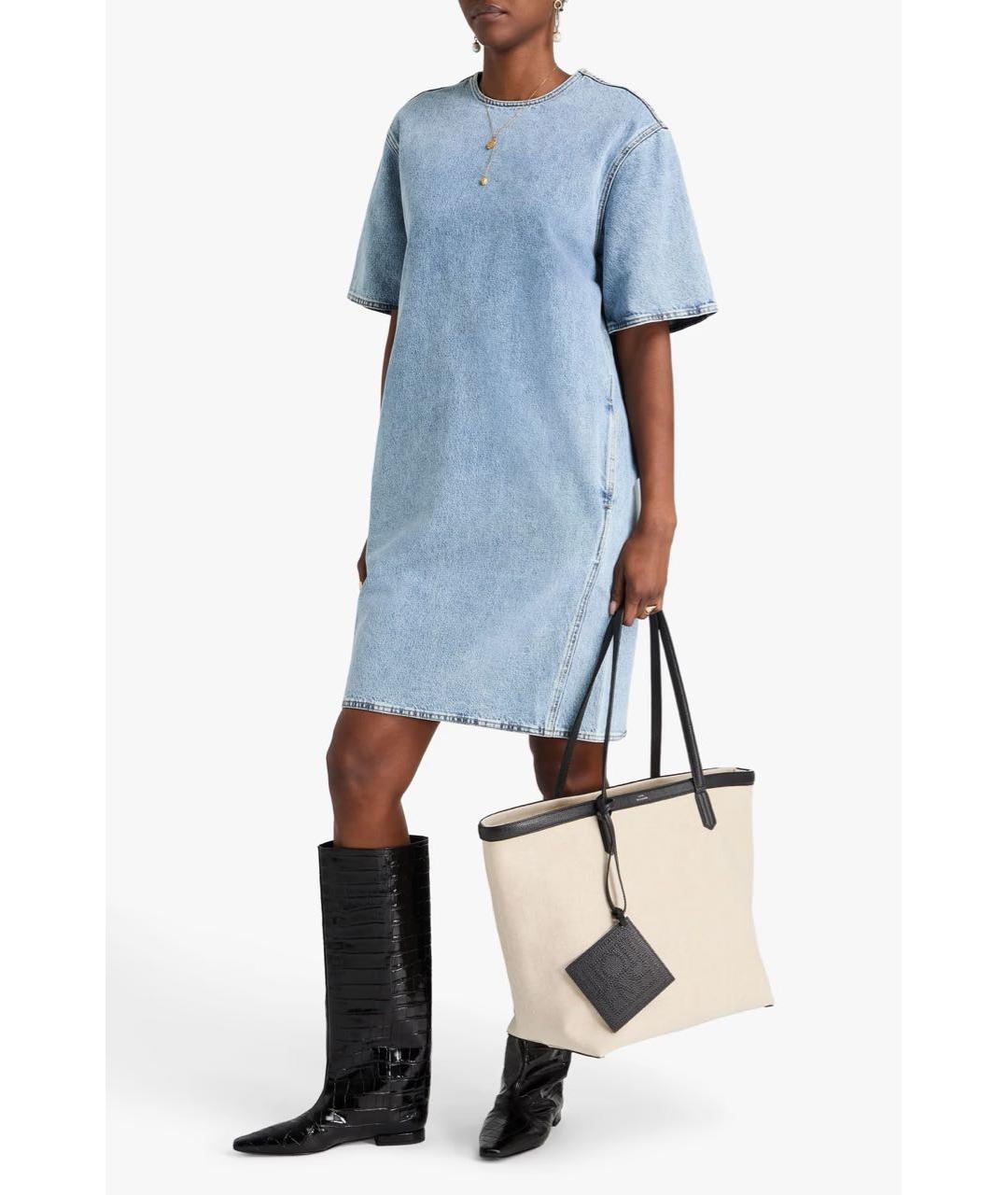 TOTEME Голубое деним повседневное платье, фото 3