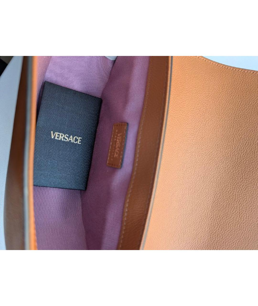 VERSACE Коричневая кожаная сумка через плечо, фото 4