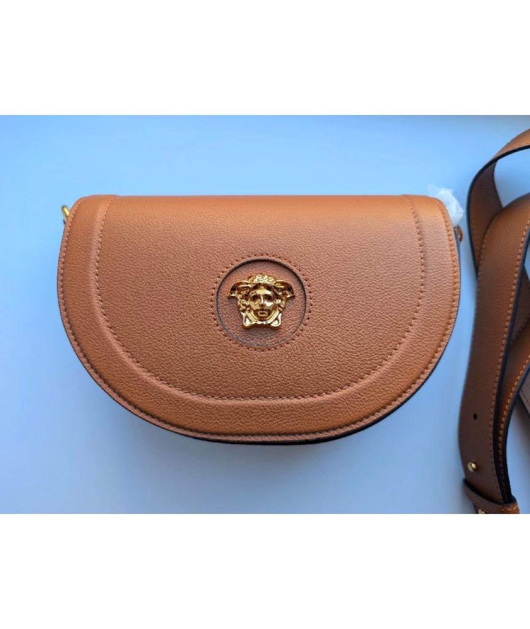 VERSACE Коричневая кожаная сумка через плечо, фото 6