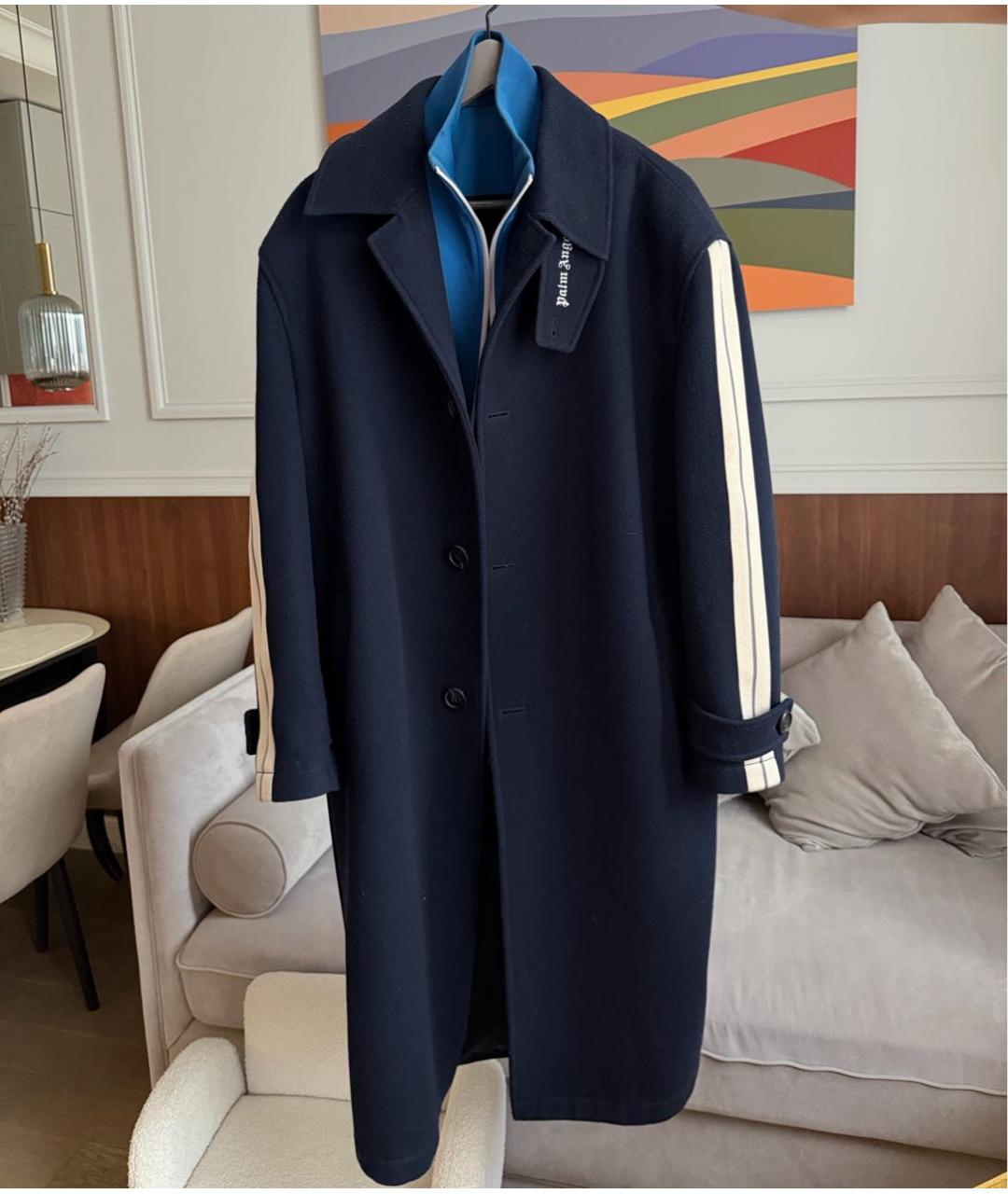 PALM ANGELS Темно-синее шерстяное пальто, фото 5