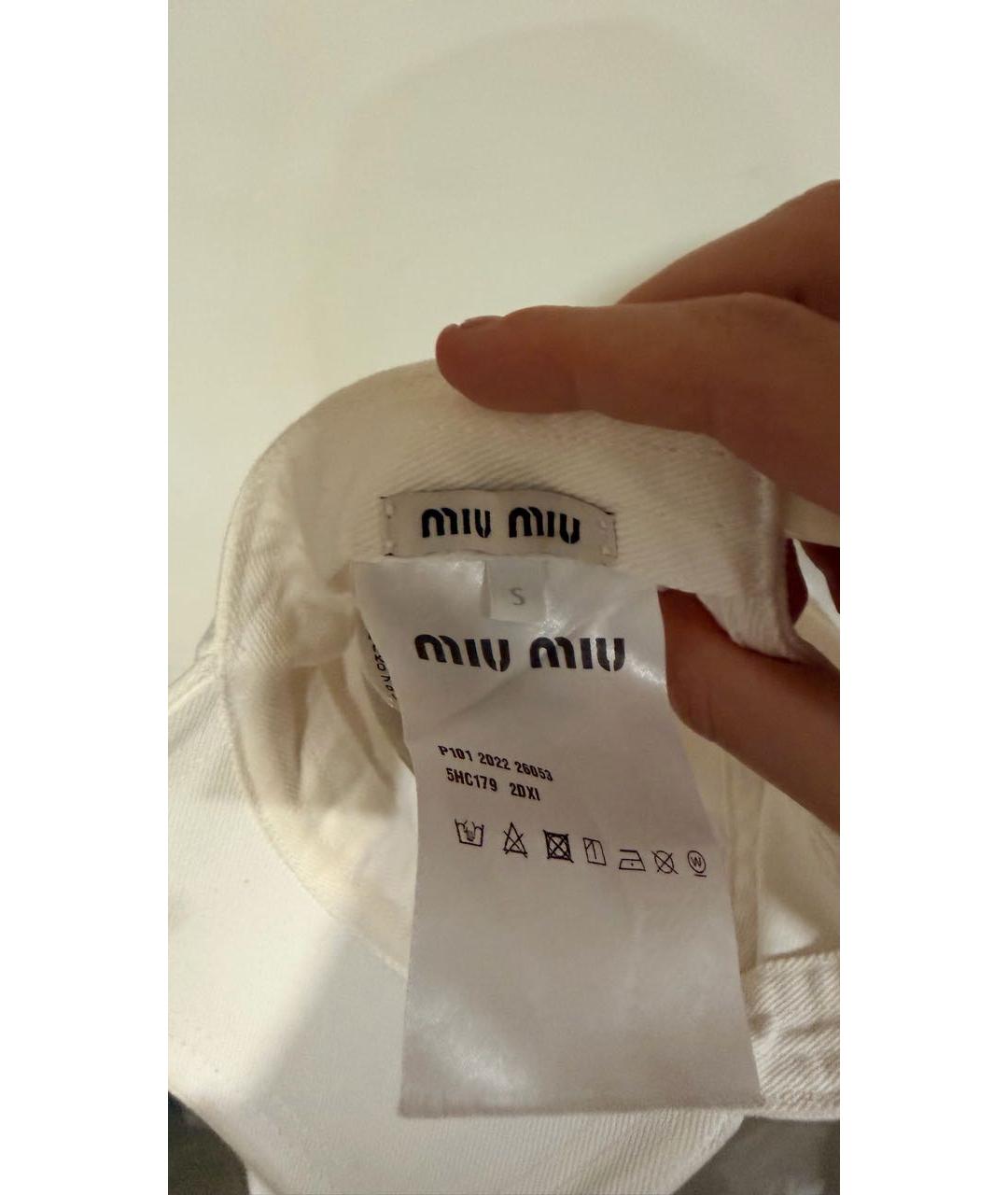 MIU MIU Белая хлопковая кепка, фото 2