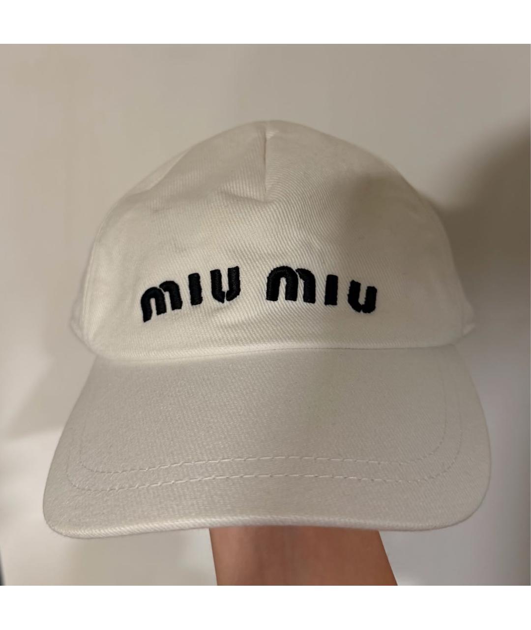 MIU MIU Белая хлопковая кепка, фото 3