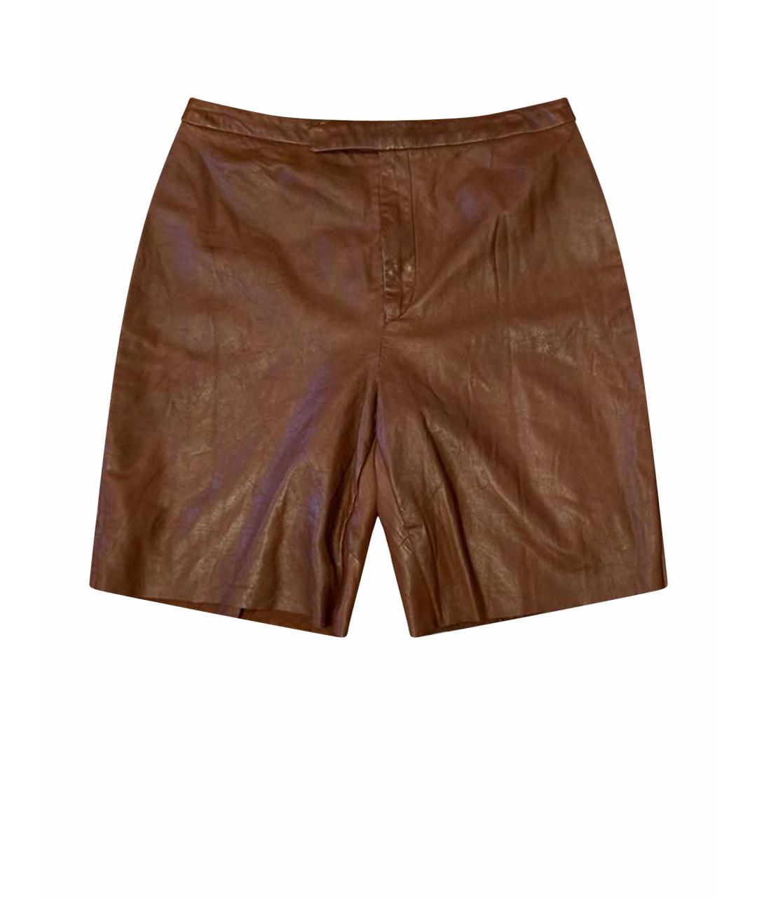 RALPH LAUREN Коричневые кожаные шорты, фото 1