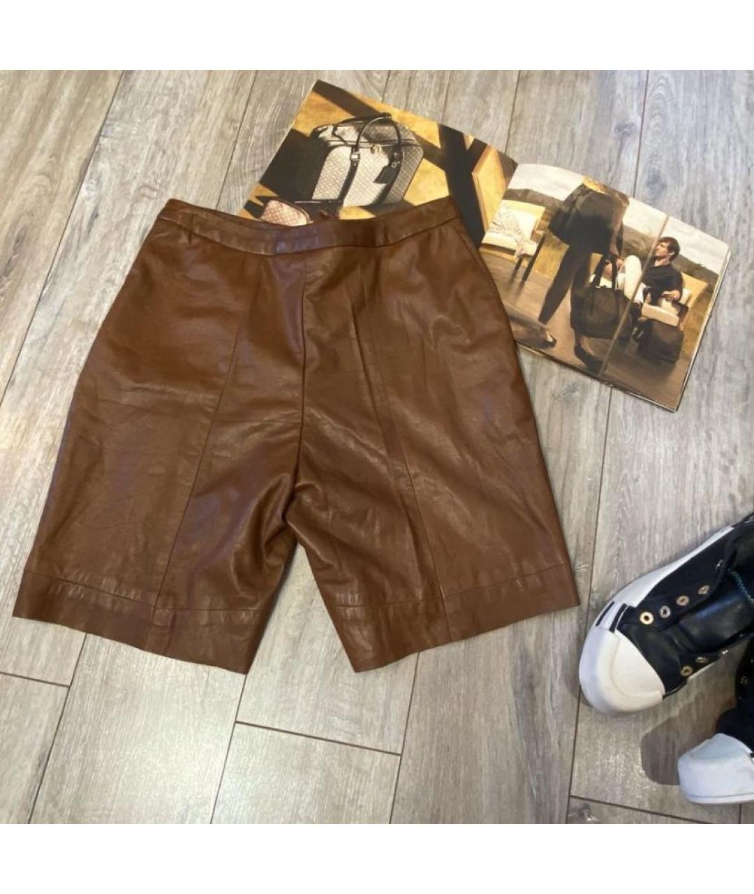 RALPH LAUREN Коричневые кожаные шорты, фото 2