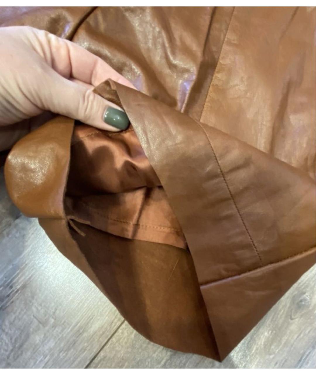 RALPH LAUREN Коричневые кожаные шорты, фото 5