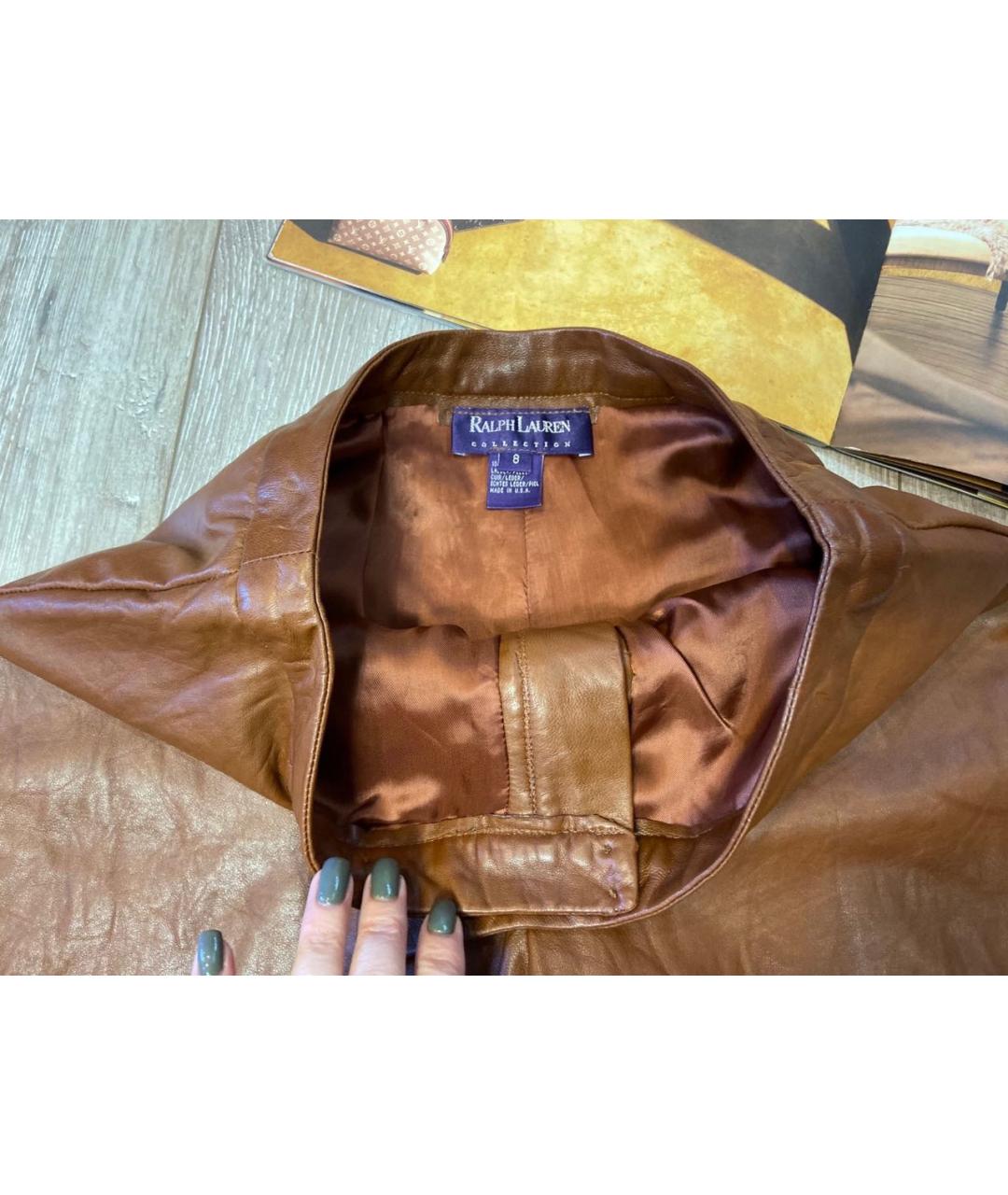 RALPH LAUREN Коричневые кожаные шорты, фото 4