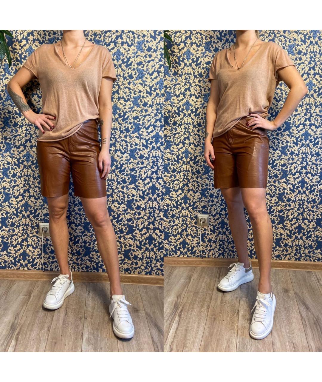 RALPH LAUREN Коричневые кожаные шорты, фото 7