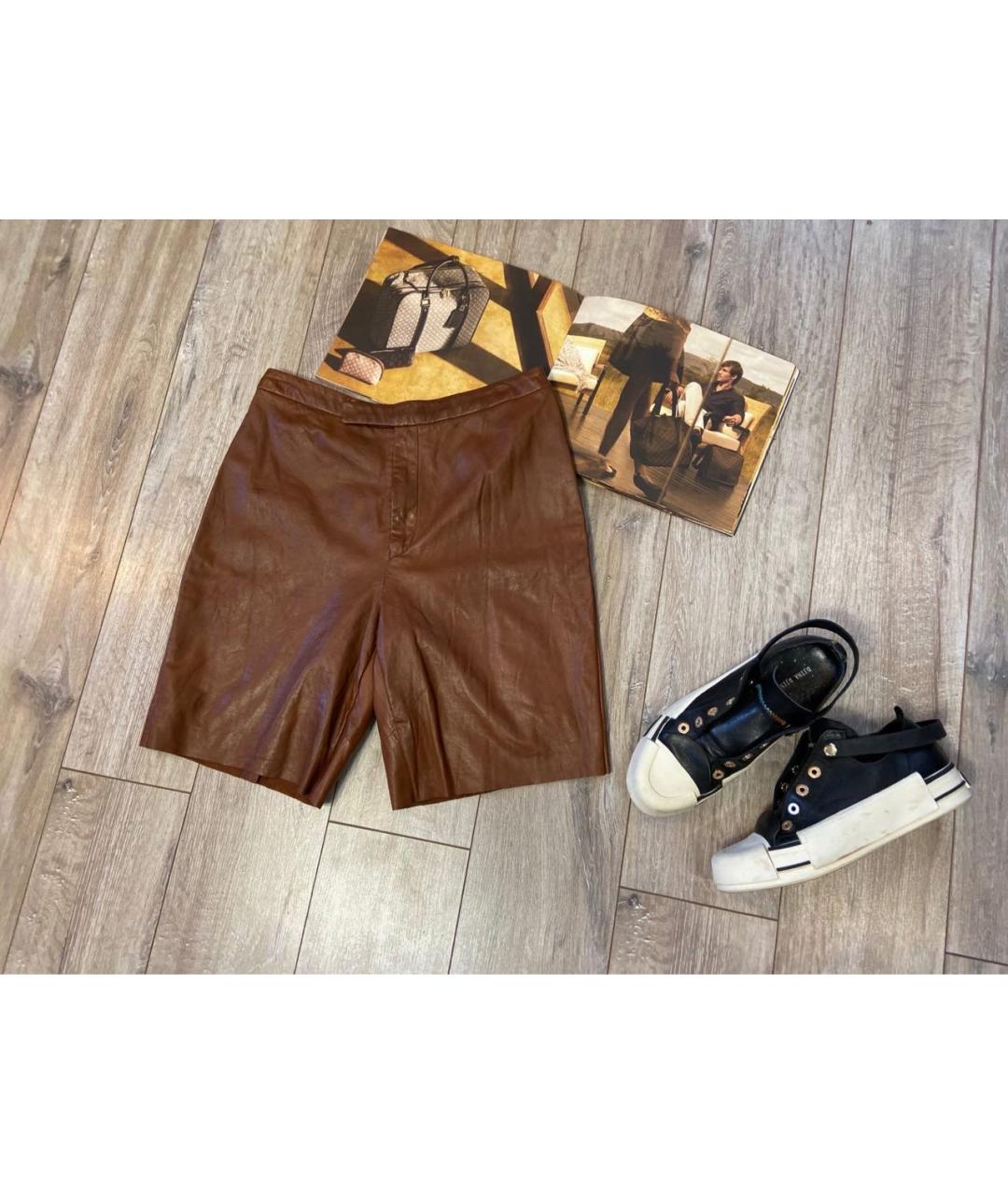 RALPH LAUREN Коричневые кожаные шорты, фото 9