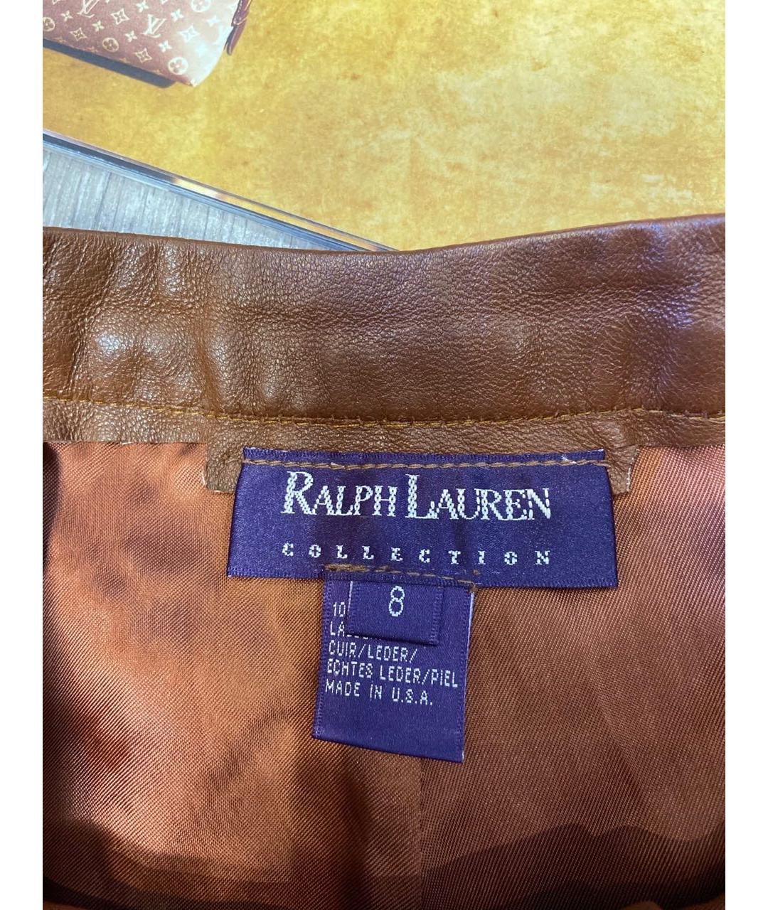 RALPH LAUREN Коричневые кожаные шорты, фото 3