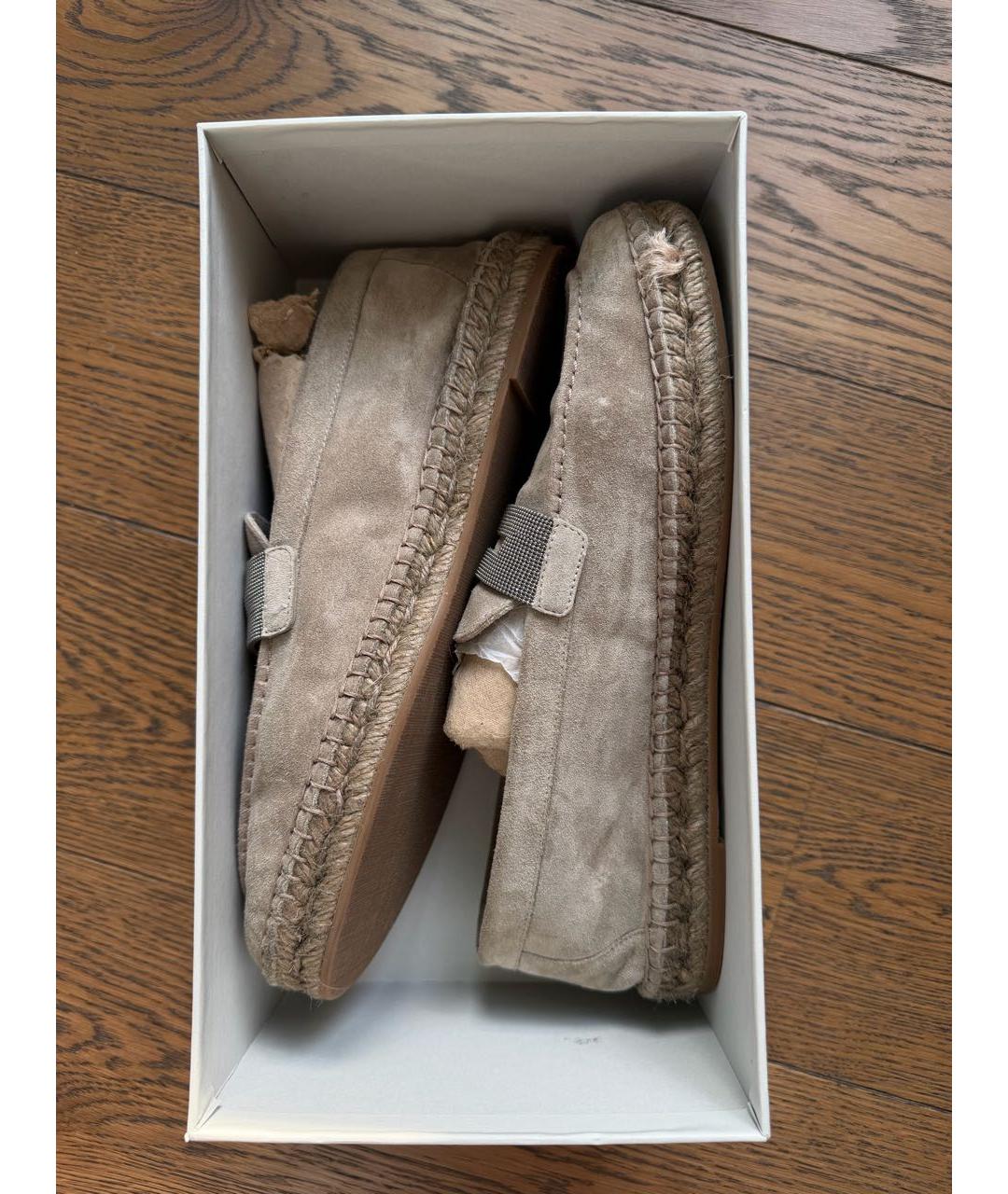 BRUNELLO CUCINELLI Бежевые замшевые лоферы, фото 6