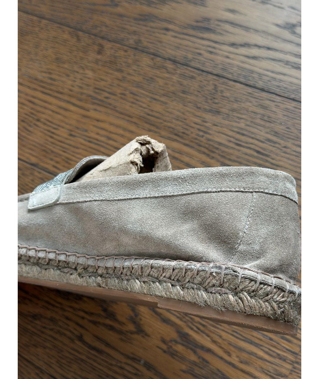 BRUNELLO CUCINELLI Бежевые замшевые лоферы, фото 4