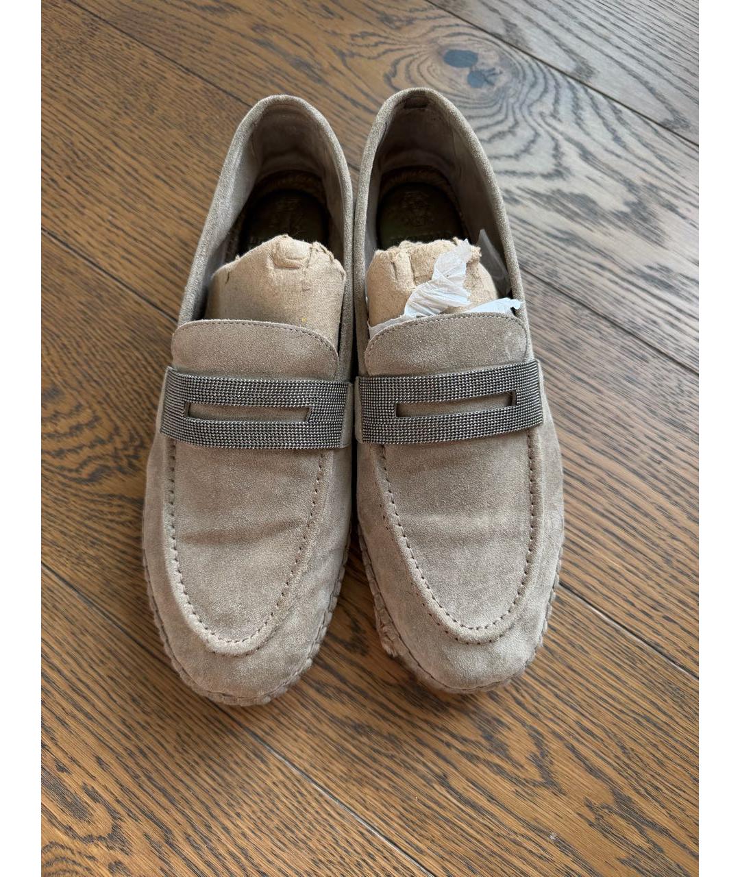 BRUNELLO CUCINELLI Бежевые замшевые лоферы, фото 2