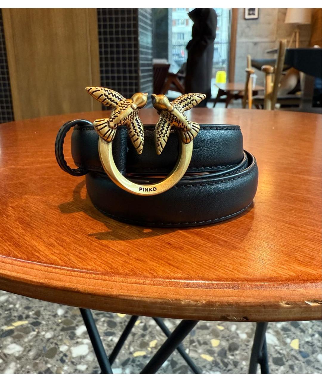 PINKO Черный кожаный ремень, фото 6
